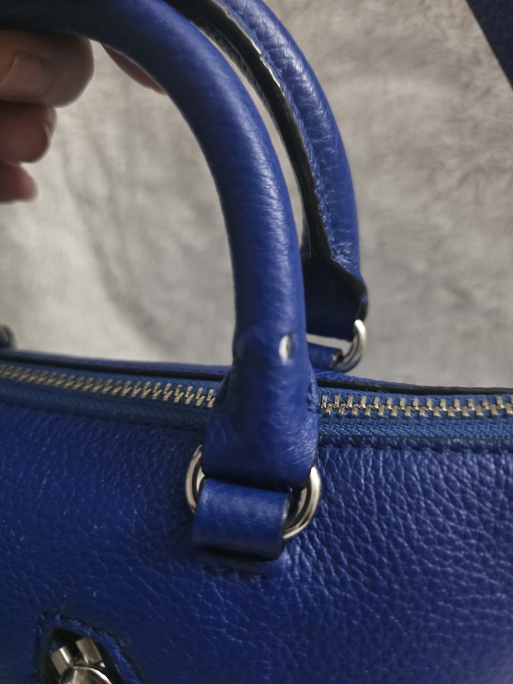 Rebecca Minkoff Cobalt Blue & Silver Micro Moto Satchel & Crossbody Purse Bag - Picture 5 of 16